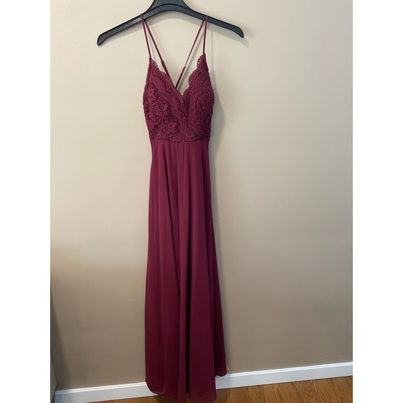 Burgundy Lace Top Maxi Dress - Picture 5 of 6